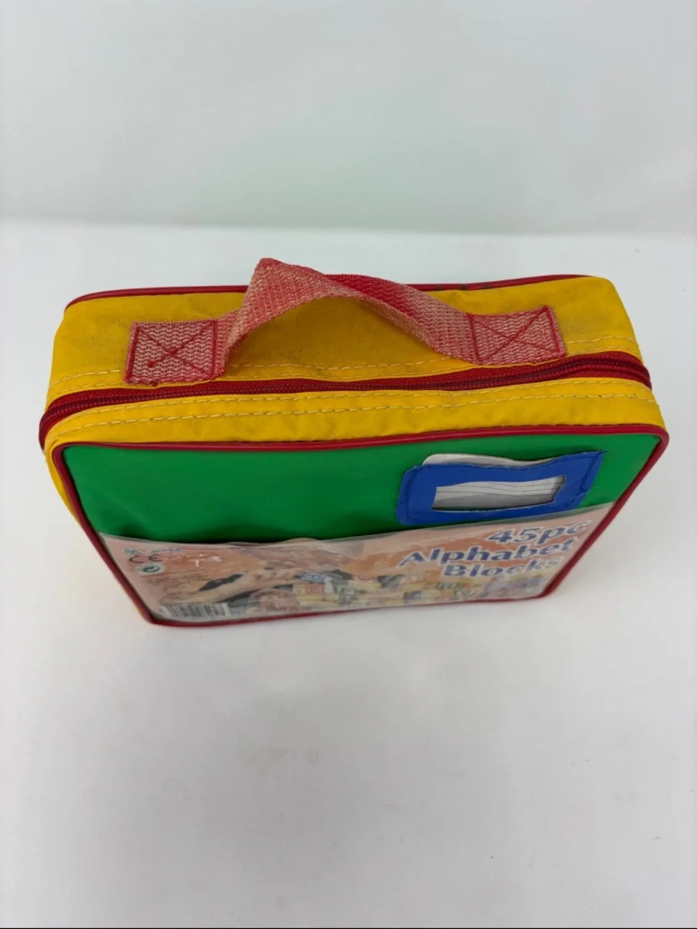 45pc Alphabet Blocks Set - Green/Blue Carry Case vintage